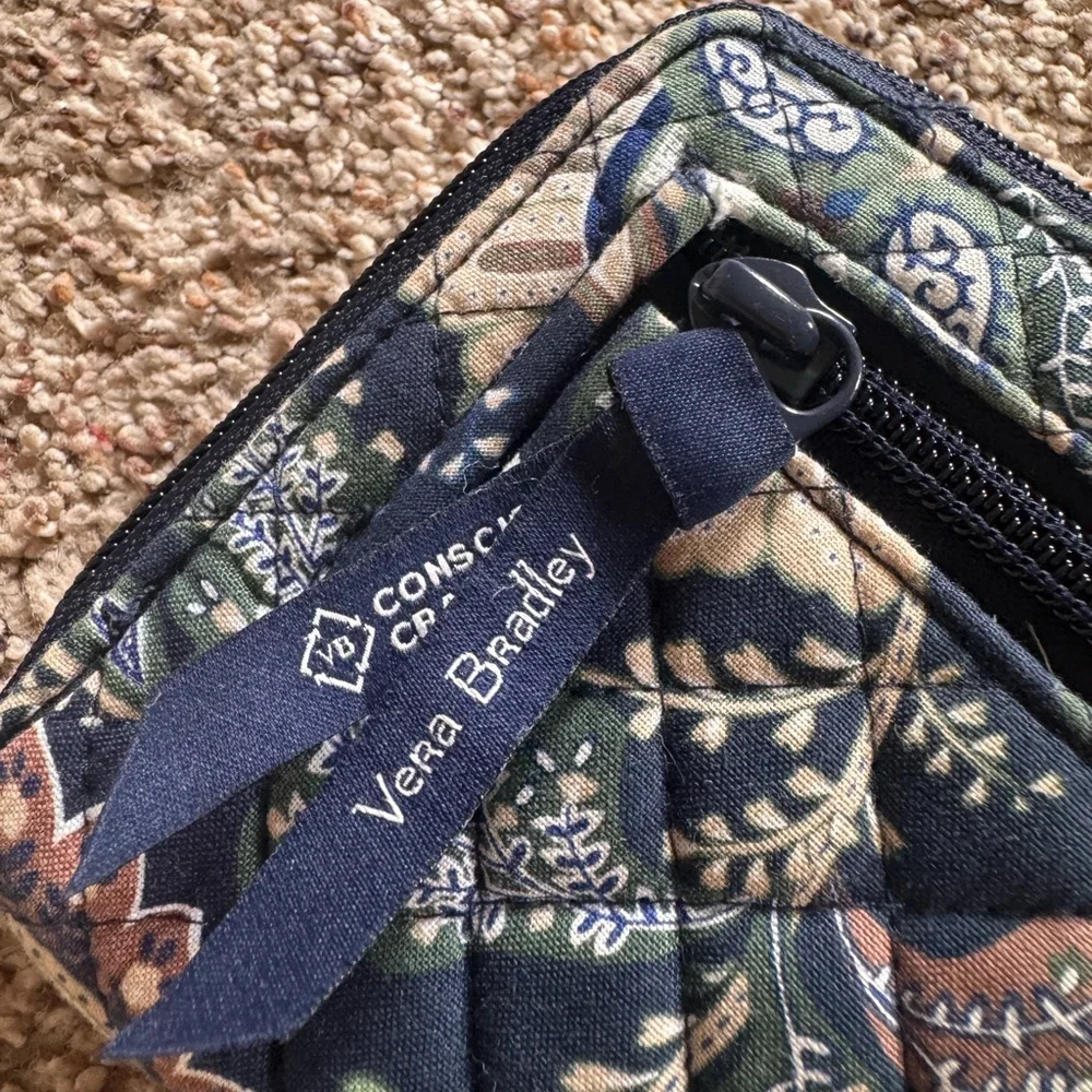Vera Bradley Navy Floral Quilted Zip-Around Wallet with twist lock - Picture 6 of 7
